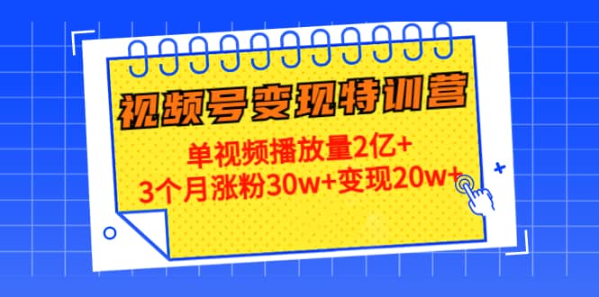 20天视频号变现特训营：单视频播放量2亿+网创吧-网创项目资源站-副业项目-创业项目-搞钱项目恒杨云站