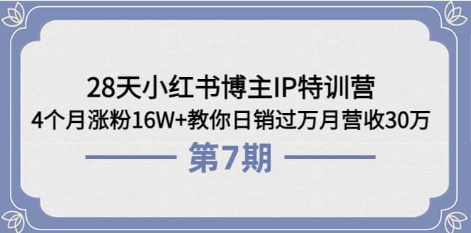 28天小红书博主IP特训营《第6+7期》4个月涨粉16W+教你日销过万月营收30万网创吧-网创项目资源站-副业项目-创业项目-搞钱项目恒杨云站