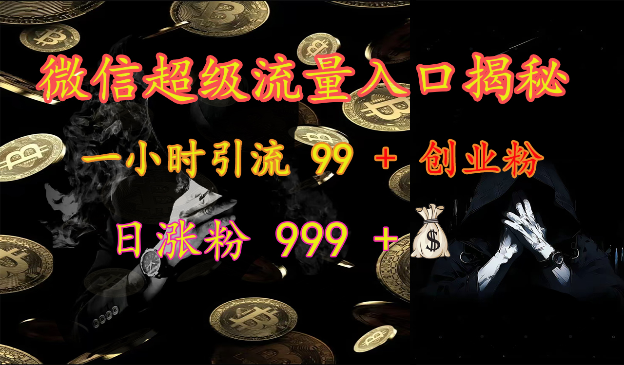 微信超级流量入口揭秘:一小时引流 99 + 创业粉,日涨粉 999 +【揭秘】网创吧-网创项目资源站-副业项目-创业项目-搞钱项目恒杨云站