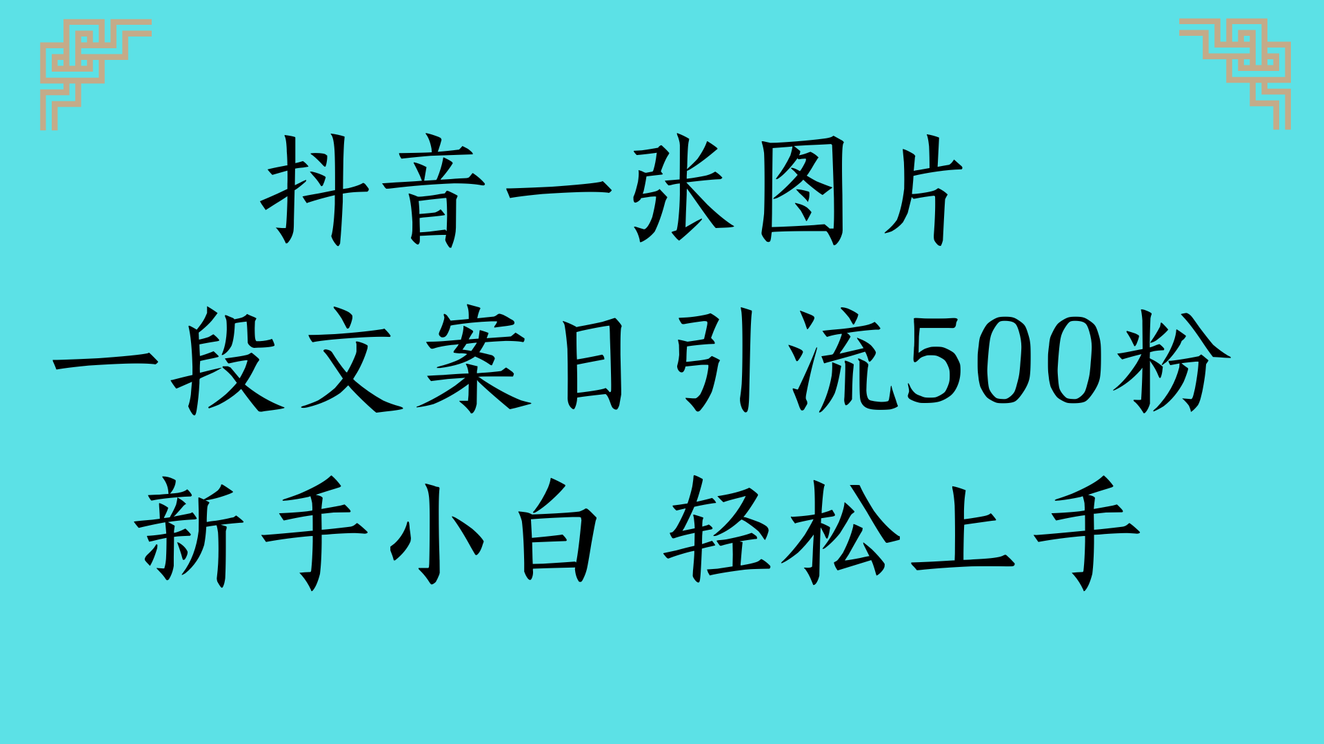 抖音一张图片 一段文案日引流500粉新手小白 轻松上手网创吧-网创项目资源站-副业项目-创业项目-搞钱项目恒杨云站