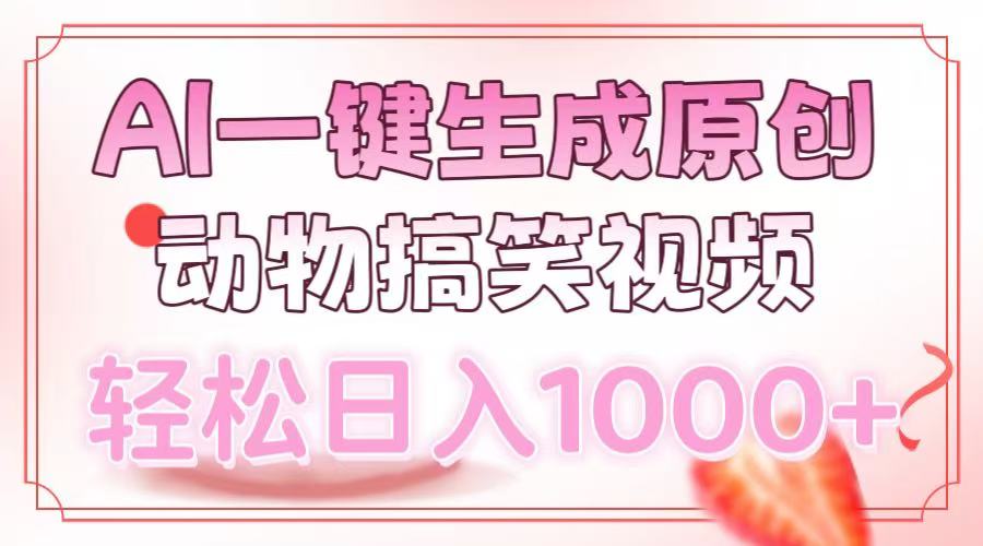 AI一键生成原创动物搞笑视频，轻松日入1000+网创吧-网创项目资源站-副业项目-创业项目-搞钱项目恒杨云站