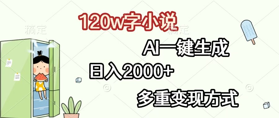 120w字小说，AI一键生成，日入2000+，多重变现方式网创吧-网创项目资源站-副业项目-创业项目-搞钱项目恒杨云站