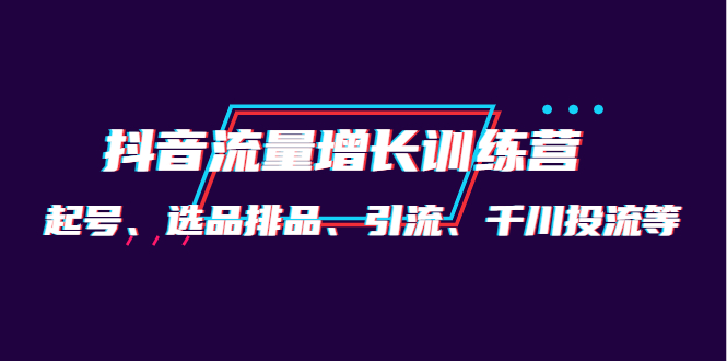 月销1.6亿实操团队·抖音流量增长训练营：起号、选品排品、引流 千川投流等网创吧-网创项目资源站-副业项目-创业项目-搞钱项目恒杨云站