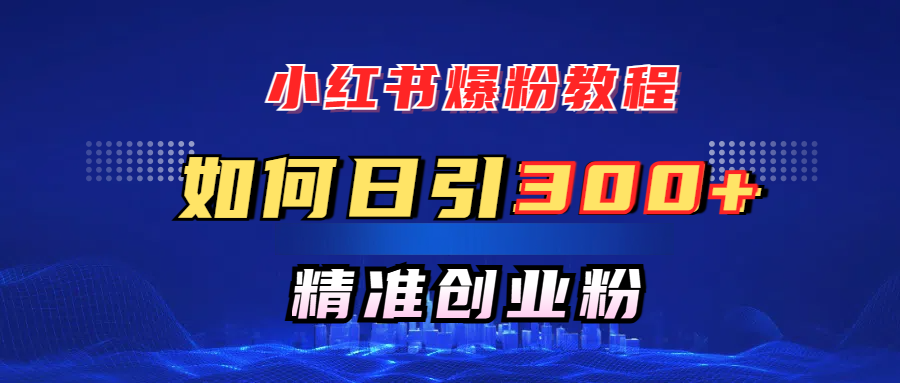 小红书爆粉教程，如何日引300+创业粉，快速实现精准变现！网创吧-网创项目资源站-副业项目-创业项目-搞钱项目恒杨云站