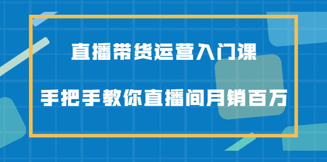 直播带货运营入门课，手把手教你直播间月销百万网创吧-网创项目资源站-副业项目-创业项目-搞钱项目恒杨云站