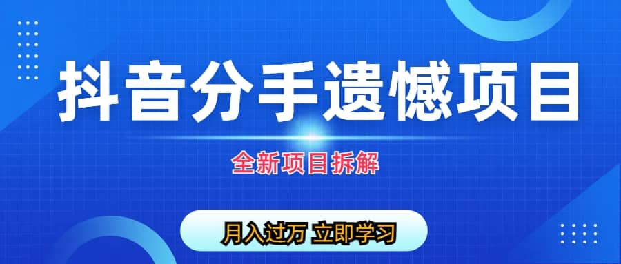 自媒体抖音分手遗憾项目私域项目拆解网创吧-网创项目资源站-副业项目-创业项目-搞钱项目恒杨云站