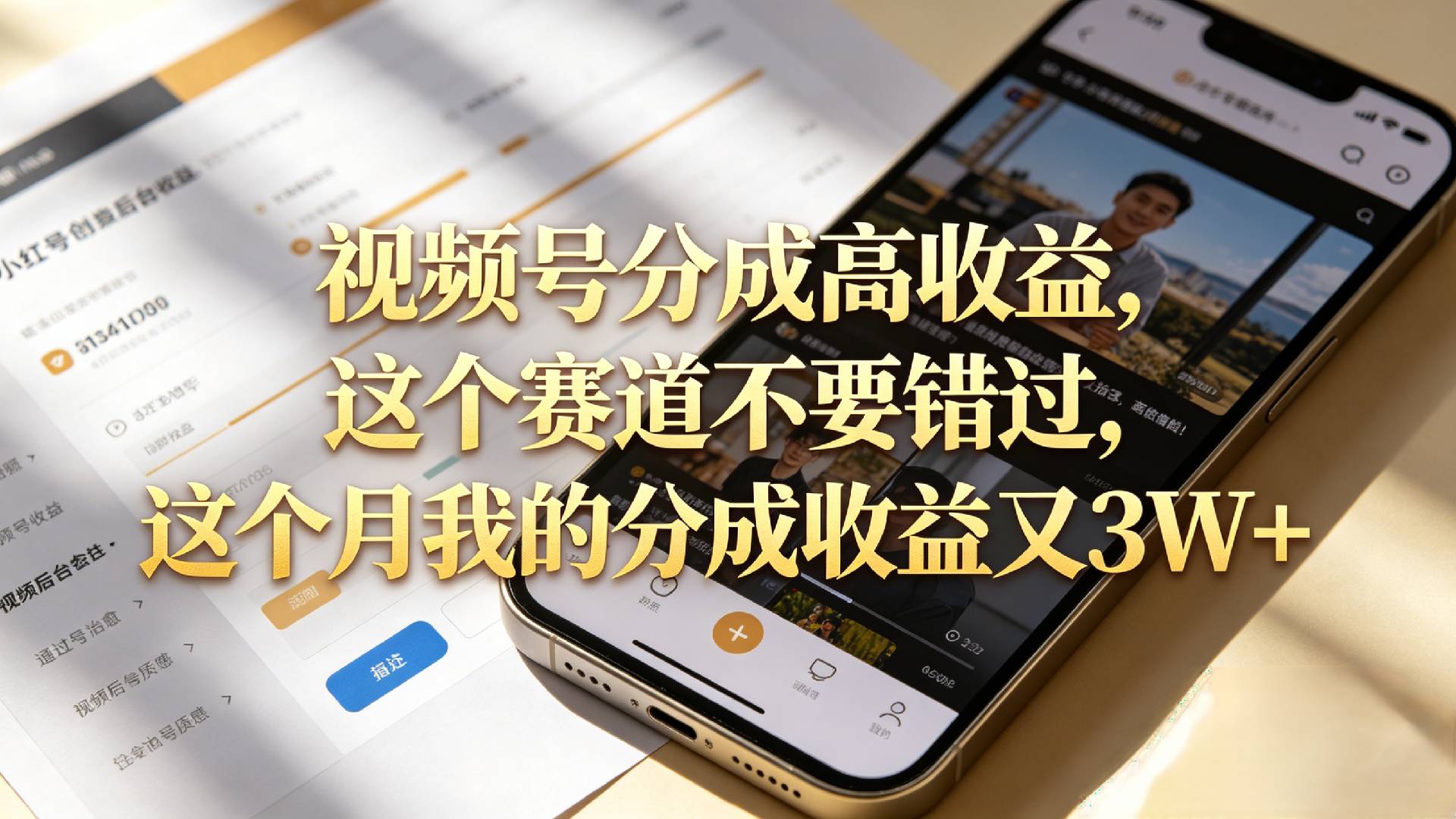 想要【视频号分成高收益】，这个赛道不要错过，这个月我的分成收益又3W+网创吧-网创项目资源站-副业项目-创业项目-搞钱项目恒杨云站
