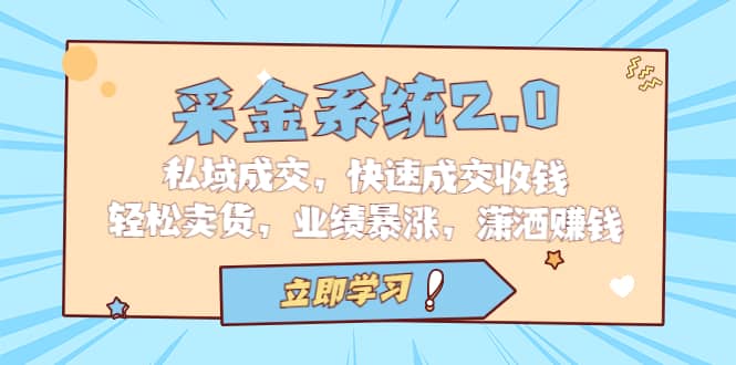 采金 系统2.0，私域成交，快速成交收钱，轻松卖货，业绩暴涨，潇洒赚钱网创吧-网创项目资源站-副业项目-创业项目-搞钱项目恒杨云站