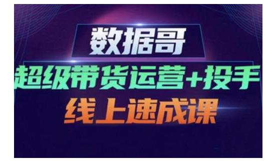 数据哥·超级带货运营+投手线上速成课，快速提升运营和熟悉学会投手技巧网创吧-网创项目资源站-副业项目-创业项目-搞钱项目恒杨云站