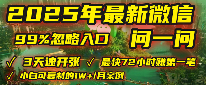 2025年，被99%的人忽视的微信问一问：每天写300字，最快3天就能“开张”赚到第一笔钱，有人已稳定月入1W+！网创吧-网创项目资源站-副业项目-创业项目-搞钱项目恒杨云站