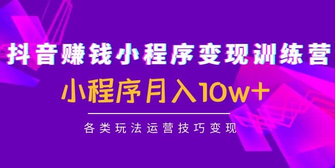 抖音小程序变现训练营：小程序各类玩法运营技巧变现网创吧-网创项目资源站-副业项目-创业项目-搞钱项目恒杨云站