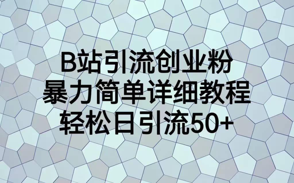 B站引流创业粉，暴力简单详细教程，轻松日引流50+网创吧-网创项目资源站-副业项目-创业项目-搞钱项目恒杨云站