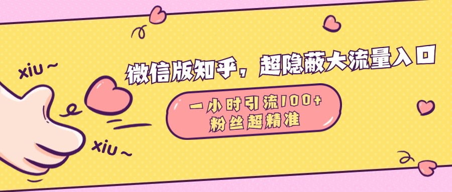 微信版知乎，超隐蔽流量入口，一小时引流100人，粉丝质量超高网创吧-网创项目资源站-副业项目-创业项目-搞钱项目恒杨云站