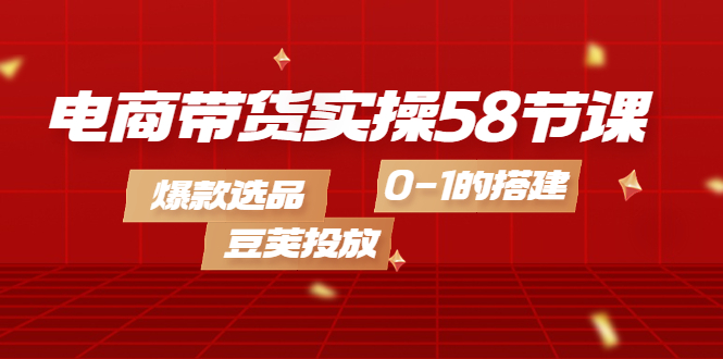 电商带货实操58节课，爆款选品，豆荚投放，0-1的搭建网创吧-网创项目资源站-副业项目-创业项目-搞钱项目恒杨云站