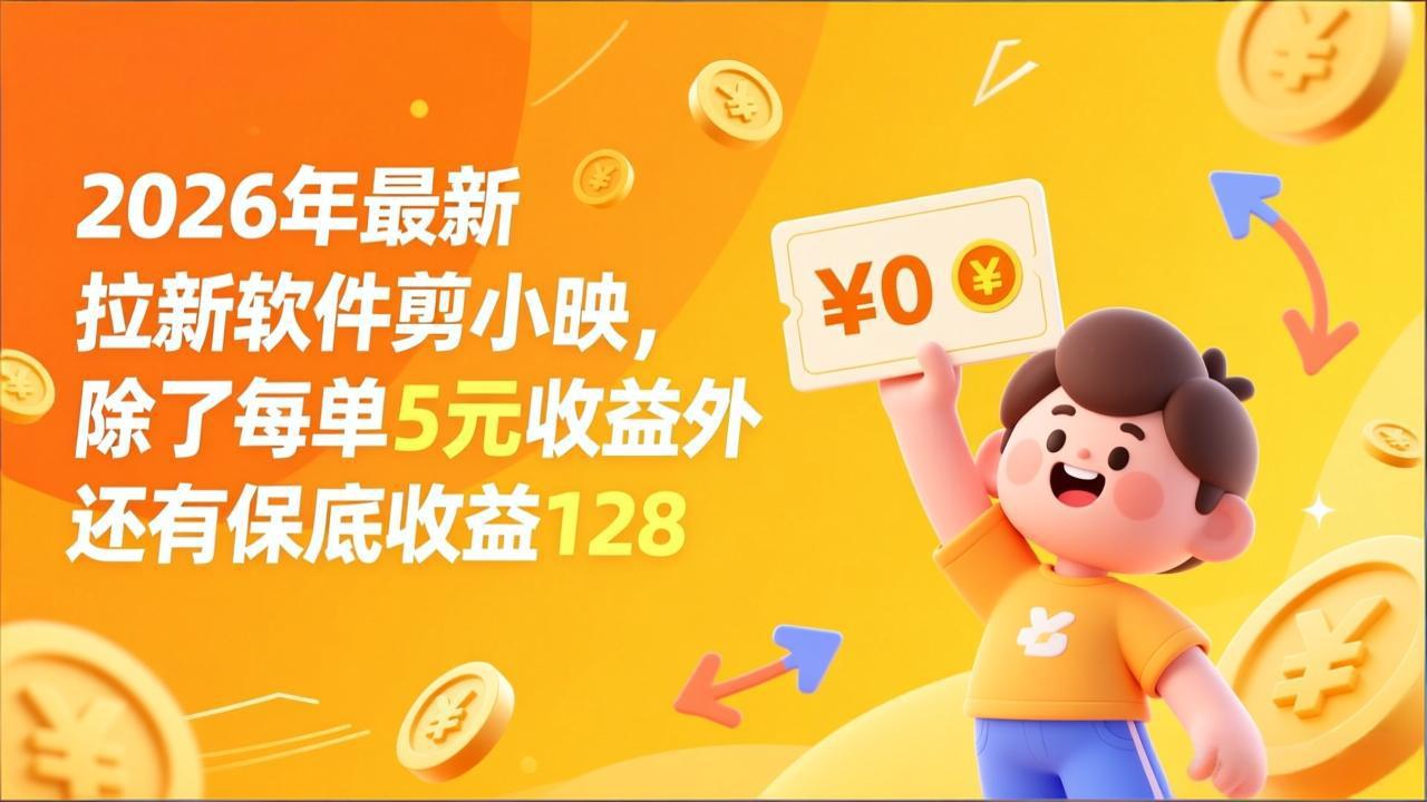 最新拉新软件剪小映，除了每单5元收益外还有保底收益128网创吧-网创项目资源站-副业项目-创业项目-搞钱项目恒杨云站