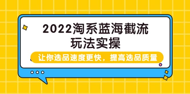 2022淘系蓝海截流玩法实操：让你选品速度更快，提高选品质量（价值599）网创吧-网创项目资源站-副业项目-创业项目-搞钱项目恒杨云站