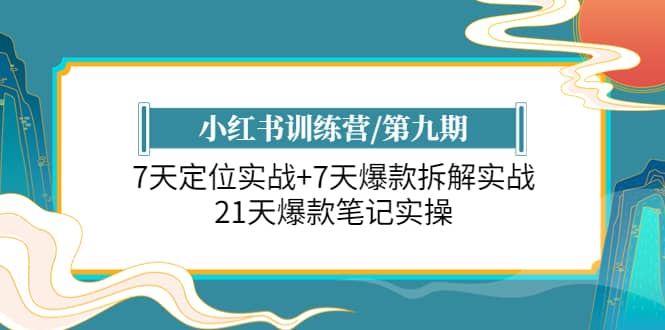 小红书训练营/第九期：7天定位实战+7天爆款拆解实战，21天爆款笔记实操网创吧-网创项目资源站-副业项目-创业项目-搞钱项目恒杨云站