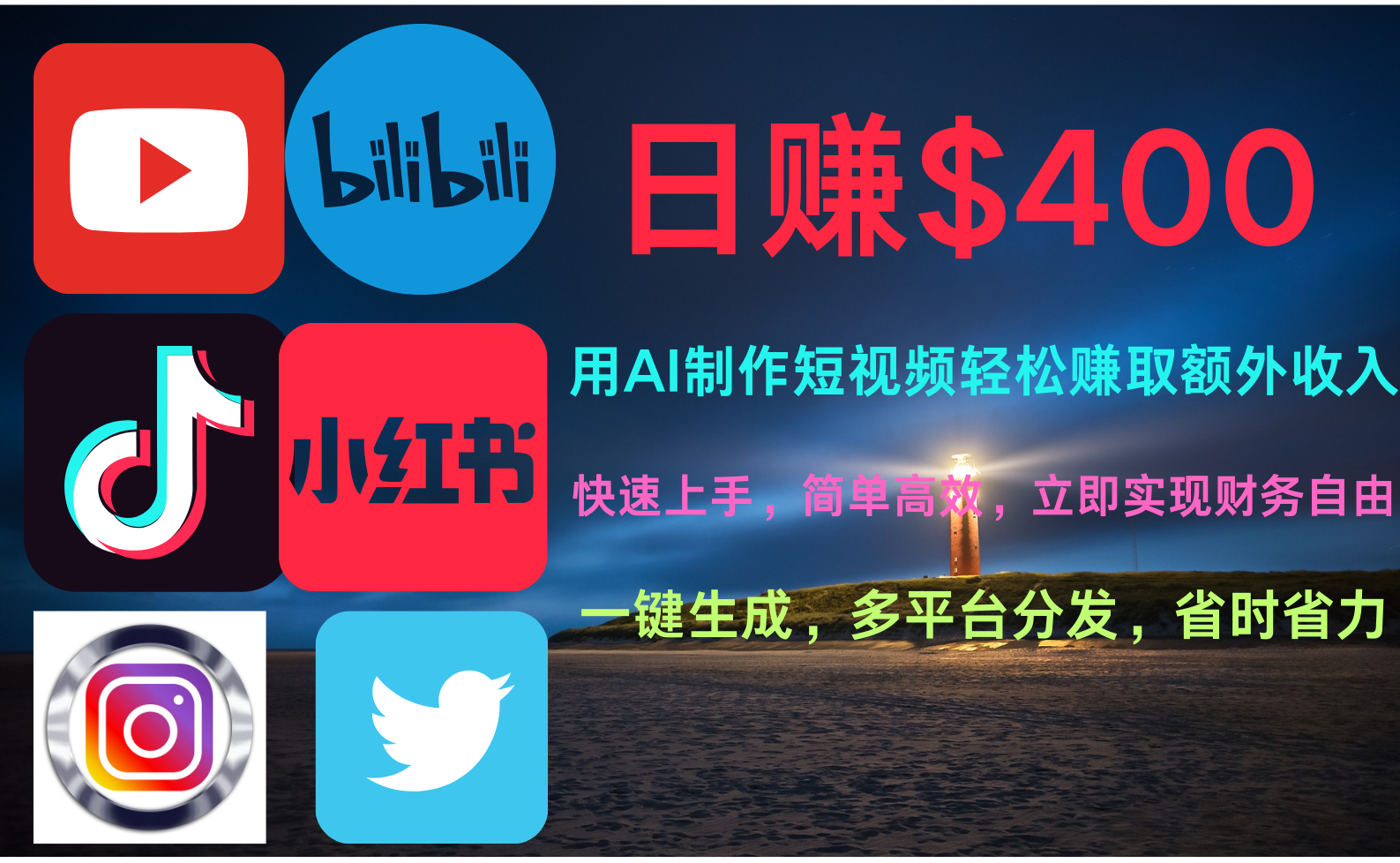 玩转全网视频平台，创造视频就能轻松赚取每天400美金网创吧-网创项目资源站-副业项目-创业项目-搞钱项目恒杨云站