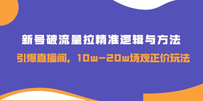 新号破流量拉精准逻辑与方法，引爆直播间，10w-20w场观正价玩法网创吧-网创项目资源站-副业项目-创业项目-搞钱项目恒杨云站
