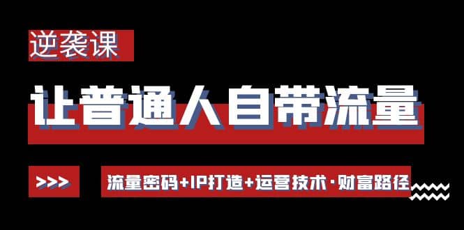 让普通人自带流量的逆袭课：流量密码+IP打造+运营技术·财富路径网创吧-网创项目资源站-副业项目-创业项目-搞钱项目恒杨云站