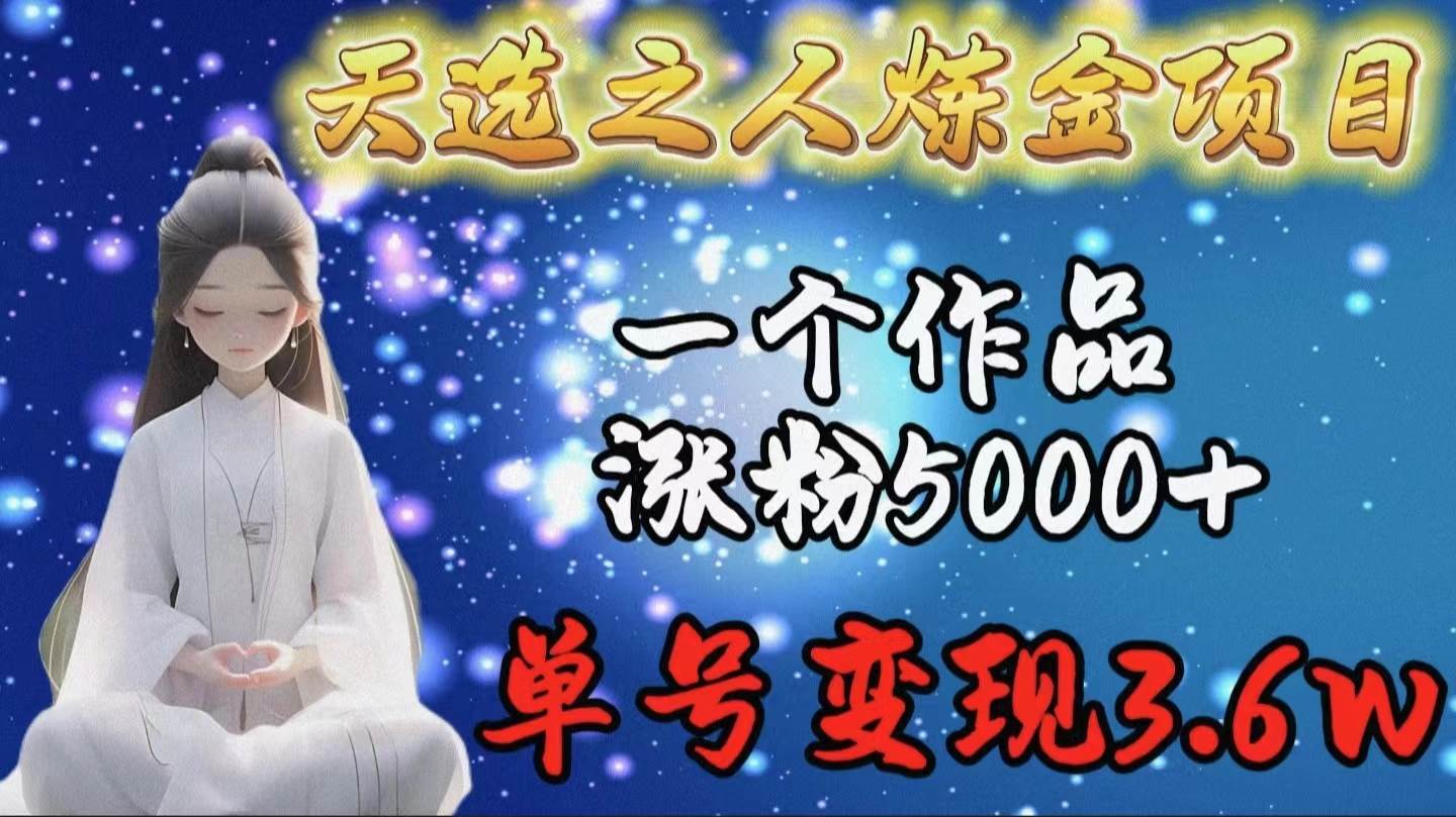 天选之人炼金项目，一个作品涨粉5000+，单号变现3.6w网创吧-网创项目资源站-副业项目-创业项目-搞钱项目恒杨云站