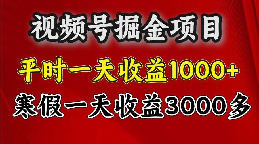 视频号掘金项目，寒假一天收益3000多网创吧-网创项目资源站-副业项目-创业项目-搞钱项目恒杨云站