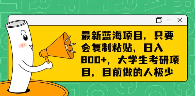 最新蓝海项目，只要会复制粘贴，日入800+，大学生考研项目，目前做的人极少网创吧-网创项目资源站-副业项目-创业项目-搞钱项目恒杨云站