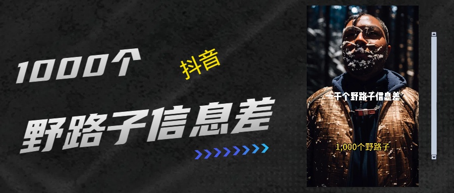 抖音一千个野路子信息差最新玩法教程引流＋变现的玩法具体拆解网创吧-网创项目资源站-副业项目-创业项目-搞钱项目恒杨云站
