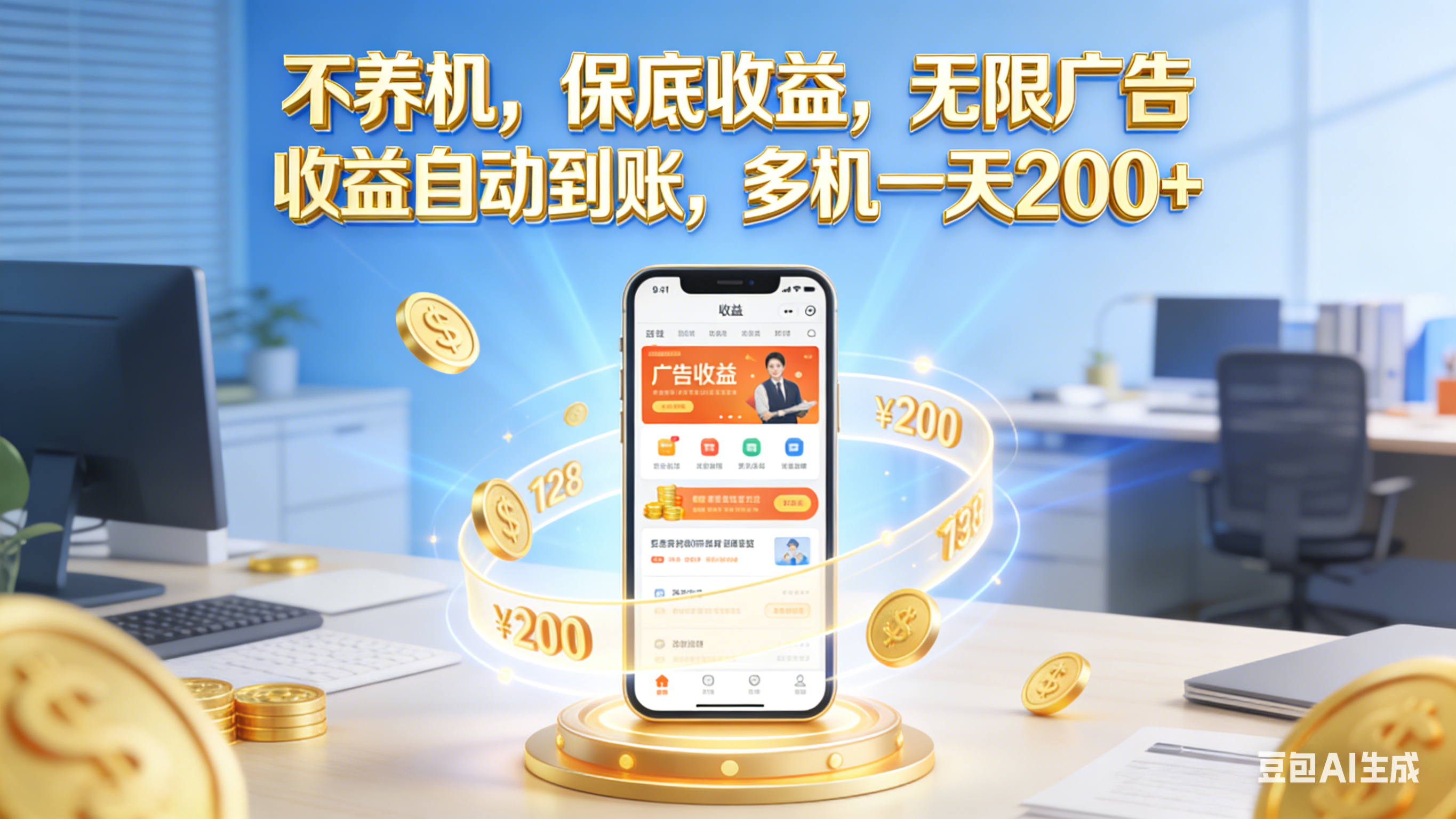 不养机，保底收益，无限广告，收益自动到账，多机一天200+网创吧-网创项目资源站-副业项目-创业项目-搞钱项目恒杨云站