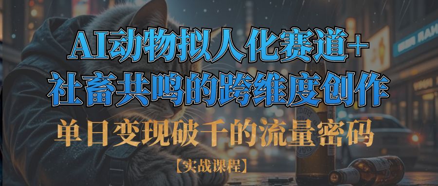单日变现破千的流量密码,AI动物拟人化赛道+社畜共鸣的跨维度创作网创吧-网创项目资源站-副业项目-创业项目-搞钱项目恒杨云站