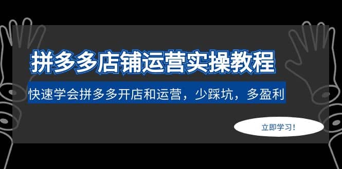 拼多多店铺运营实操教程：快速学会拼多多开店和运营，少踩坑，多盈利网创吧-网创项目资源站-副业项目-创业项目-搞钱项目恒杨云站