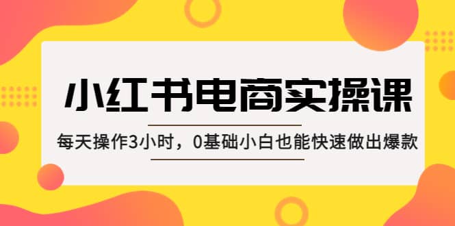 小红书·电商实操课：每天操作3小时，0基础小白也能快速做出爆款网创吧-网创项目资源站-副业项目-创业项目-搞钱项目恒杨云站