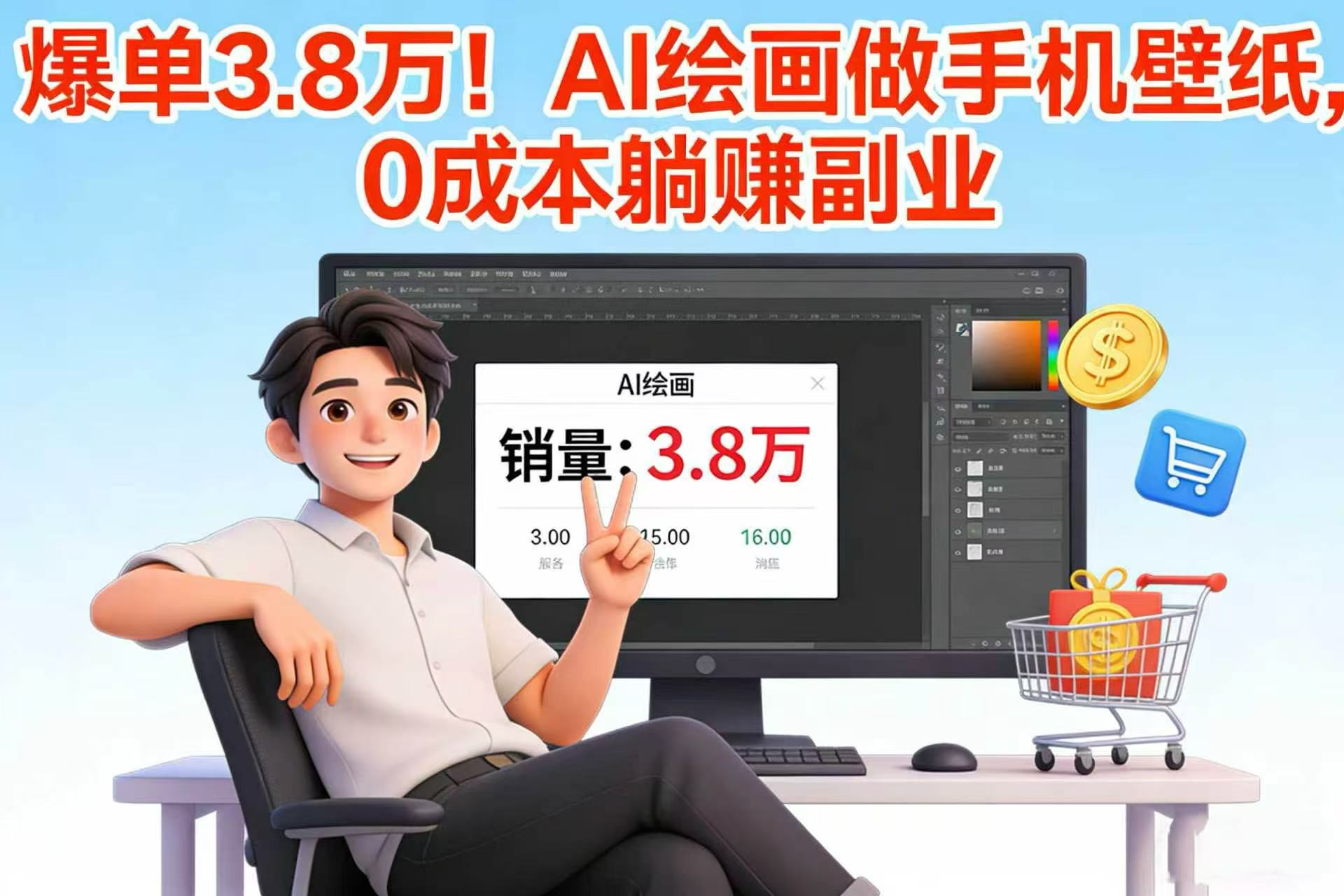 爆单 3.8 万！AI 绘画做手机壁纸，0 成本躺赚副业网创吧-网创项目资源站-副业项目-创业项目-搞钱项目恒杨云站