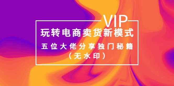 某收费培训：玩转电商卖货新模式，五位大佬分享独门秘籍（无水印）网创吧-网创项目资源站-副业项目-创业项目-搞钱项目恒杨云站
