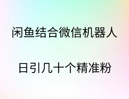 闲鱼结合微信机器人，日引几十个精准粉网创吧-网创项目资源站-副业项目-创业项目-搞钱项目恒杨云站