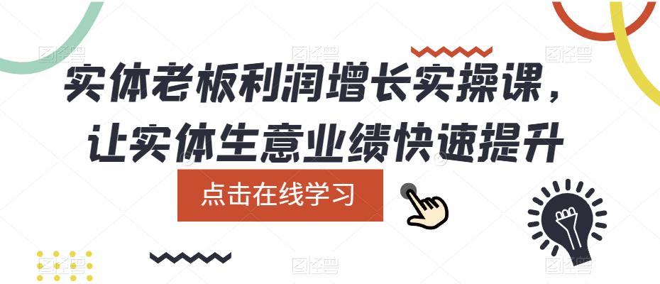 实体老板利润-增长实战课，让实体生意业绩快速提升网创吧-网创项目资源站-副业项目-创业项目-搞钱项目恒杨云站