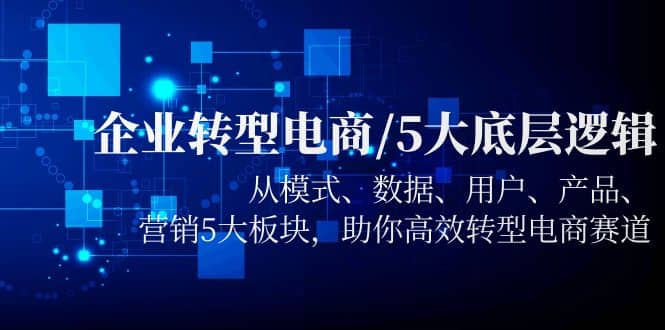 企业转型电商/5大底层逻辑，从模式 数据 用户 产品 营销5大板块，高效转型网创吧-网创项目资源站-副业项目-创业项目-搞钱项目恒杨云站