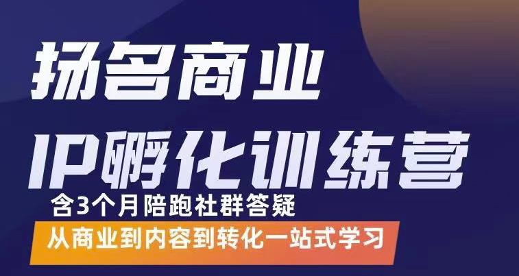 杨名商业IP孵化训练营，从商业到内容到转化一站式学 价值5980元网创吧-网创项目资源站-副业项目-创业项目-搞钱项目恒杨云站