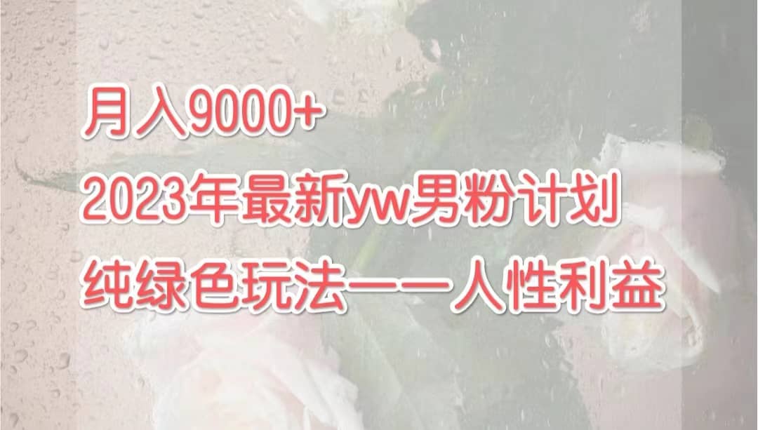 月入9000+2023年9月最新yw男粉计划绿色玩法——人性之利益网创吧-网创项目资源站-副业项目-创业项目-搞钱项目恒杨云站