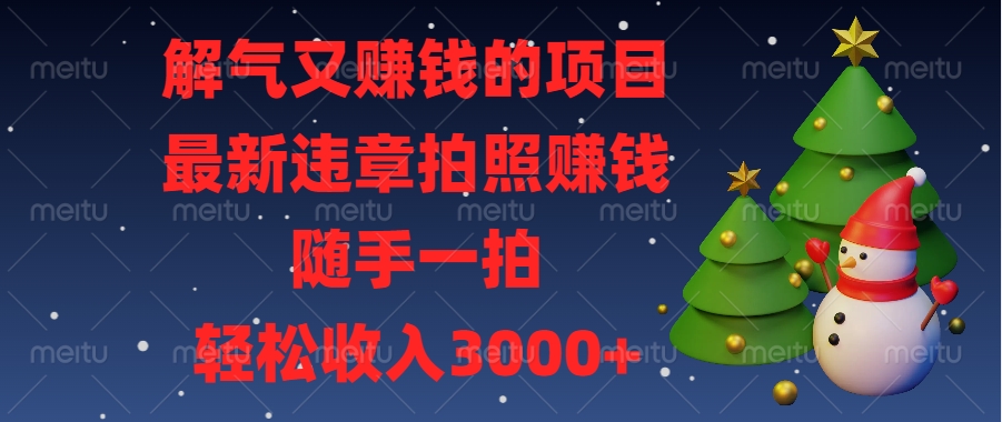 解气又赚钱的项目，最新违章拍照赚钱，随手一拍，轻松收入3000+网创吧-网创项目资源站-副业项目-创业项目-搞钱项目恒杨云站