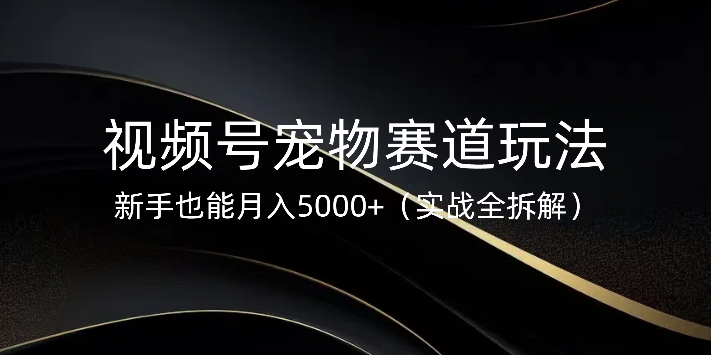 视频号宠物赛道玩法,新手也能月入5000+(实战全拆解)网创吧-网创项目资源站-副业项目-创业项目-搞钱项目恒杨云站