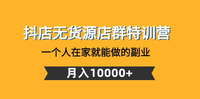 抖店无货源店群特训营：一个人在家就能做的副业网创吧-网创项目资源站-副业项目-创业项目-搞钱项目恒杨云站
