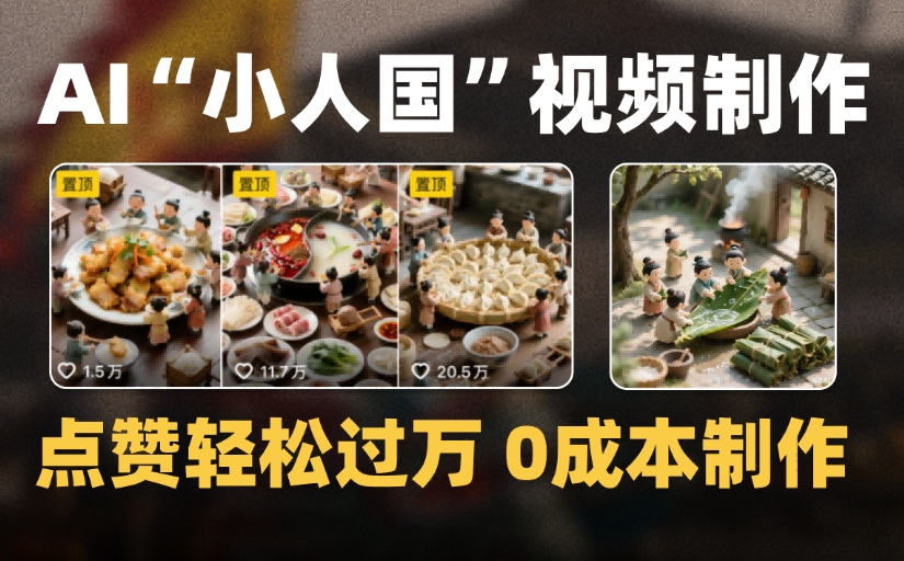 爆款1000W+微缩景观迷你小人国AI视频，0成本制作全流程教学网创吧-网创项目资源站-副业项目-创业项目-搞钱项目恒杨云站