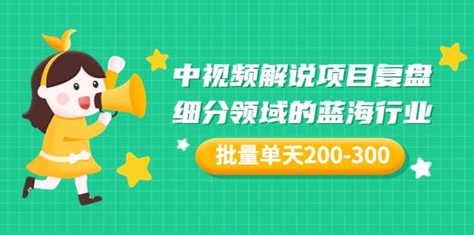 某付费文章：中视频解说项目复盘：细分领域的蓝海行业 批量单天200-300收益网创吧-网创项目资源站-副业项目-创业项目-搞钱项目恒杨云站