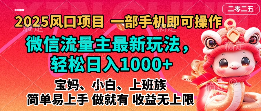 2025蓝海风口项目，微信流量主最新玩法，轻松日入1000+，简单易上手，做就有 收益无上限网创吧-网创项目资源站-副业项目-创业项目-搞钱项目恒杨云站