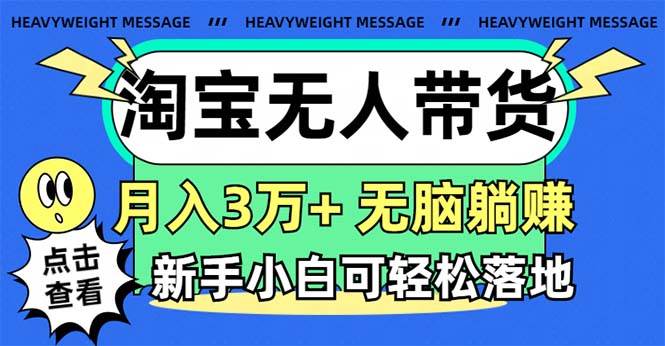 淘宝无人带货3.0高收益玩法，月入3万+，无脑躺赚，新手小白可落地实操网创吧-网创项目资源站-副业项目-创业项目-搞钱项目恒杨云站