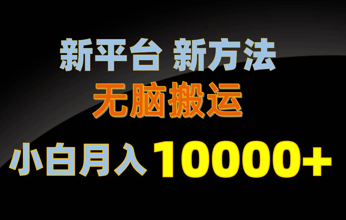 新平台新方法，无脑搬运，月赚10000+，小白轻松上手不动脑网创吧-网创项目资源站-副业项目-创业项目-搞钱项目恒杨云站