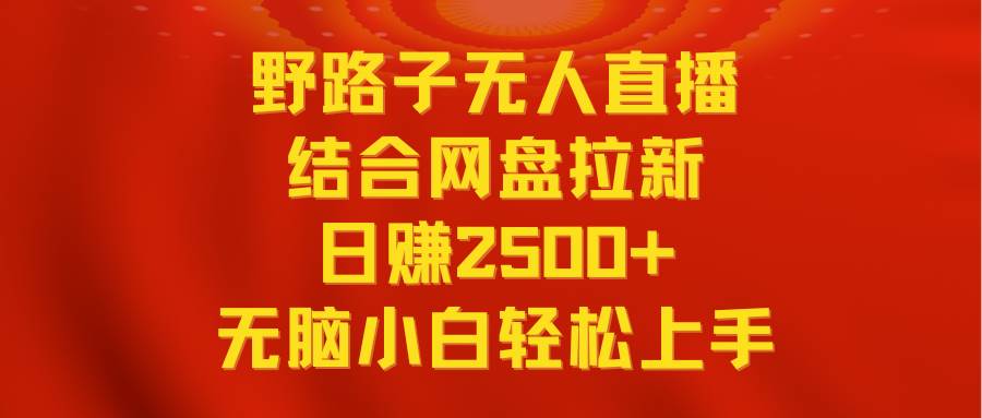 无人直播野路子结合网盘拉新，日赚2500+多平台变现，小白无脑轻松上手操作网创吧-网创项目资源站-副业项目-创业项目-搞钱项目恒杨云站
