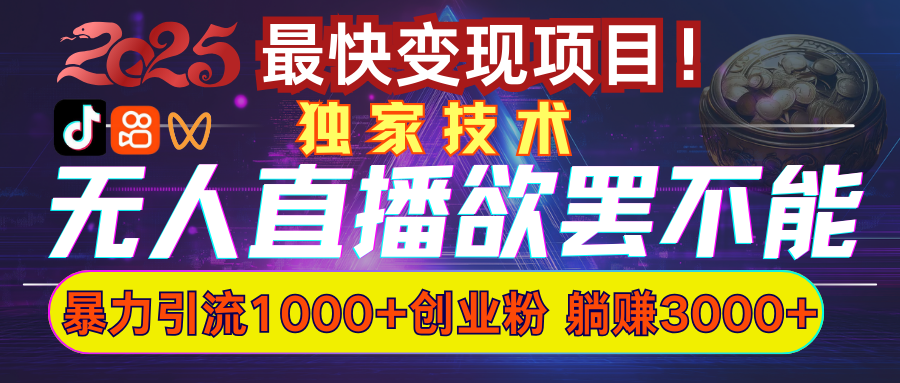 欲罢不能的无人直播引流，超暴力日引流1000+高质量精准创业粉网创吧-网创项目资源站-副业项目-创业项目-搞钱项目恒杨云站