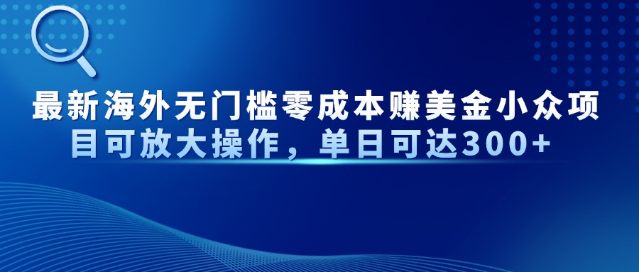 最新海外无门槛美金小众项目可放大操作，单日可达300+网创吧-网创项目资源站-副业项目-创业项目-搞钱项目恒杨云站